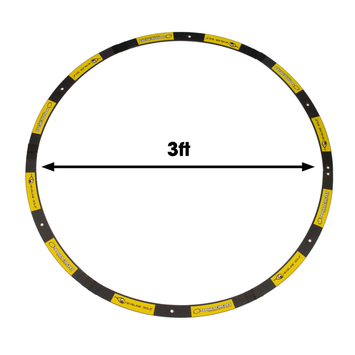 Black and yellow Target Circle with measurement label on a white background