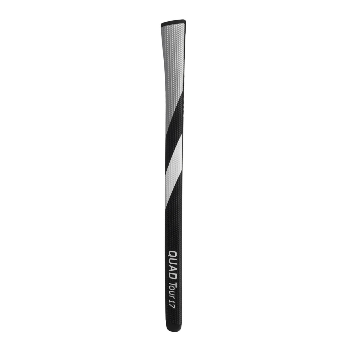 Black and white golf club grip with 'Quad Tour 17' branding on a white background