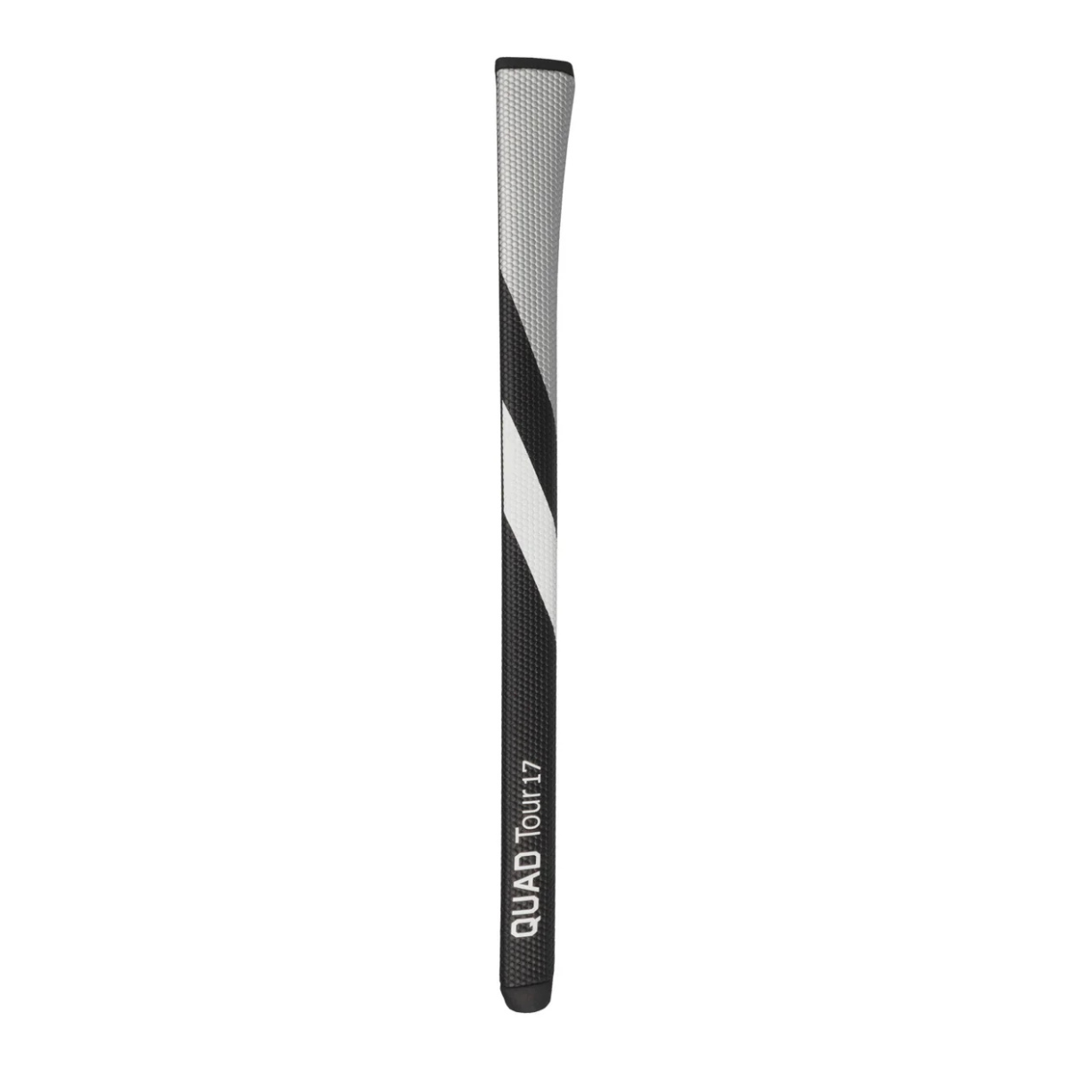 Golf club grip with black and white striped pattern on a white background