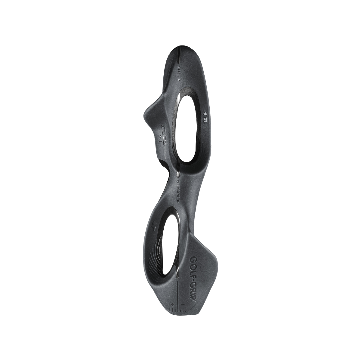 Black golf club grip on a white background