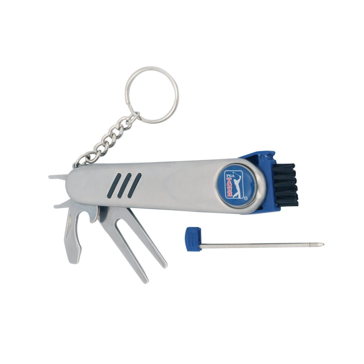PGA Tour keychain with club brush on a white background