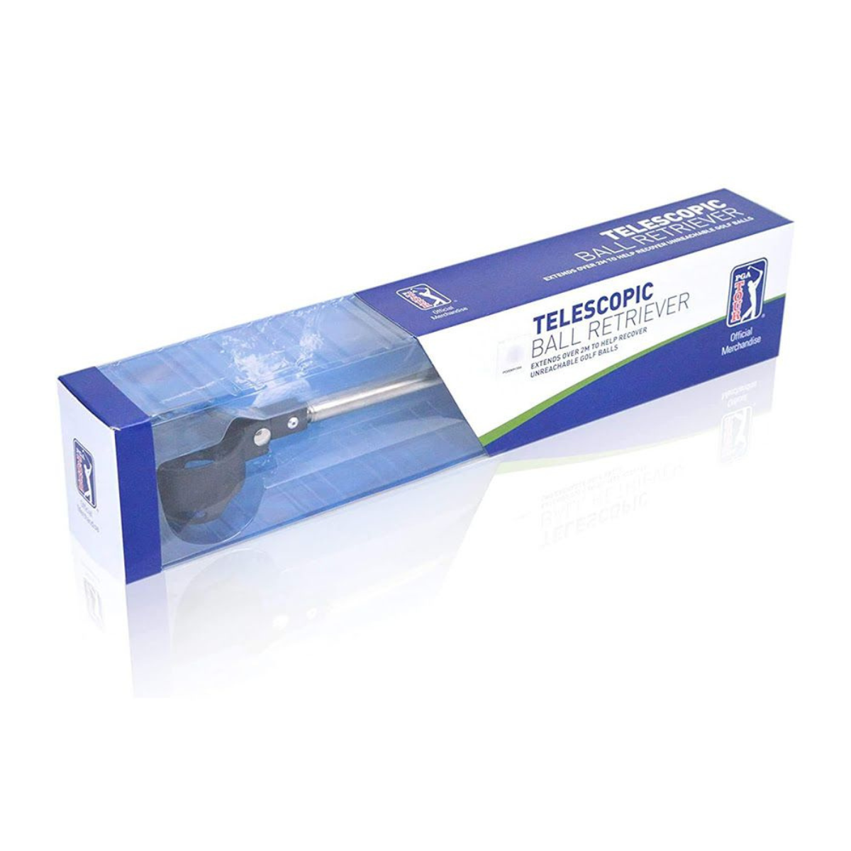 Boxed telescopic ball retriever with visible branding on a white background