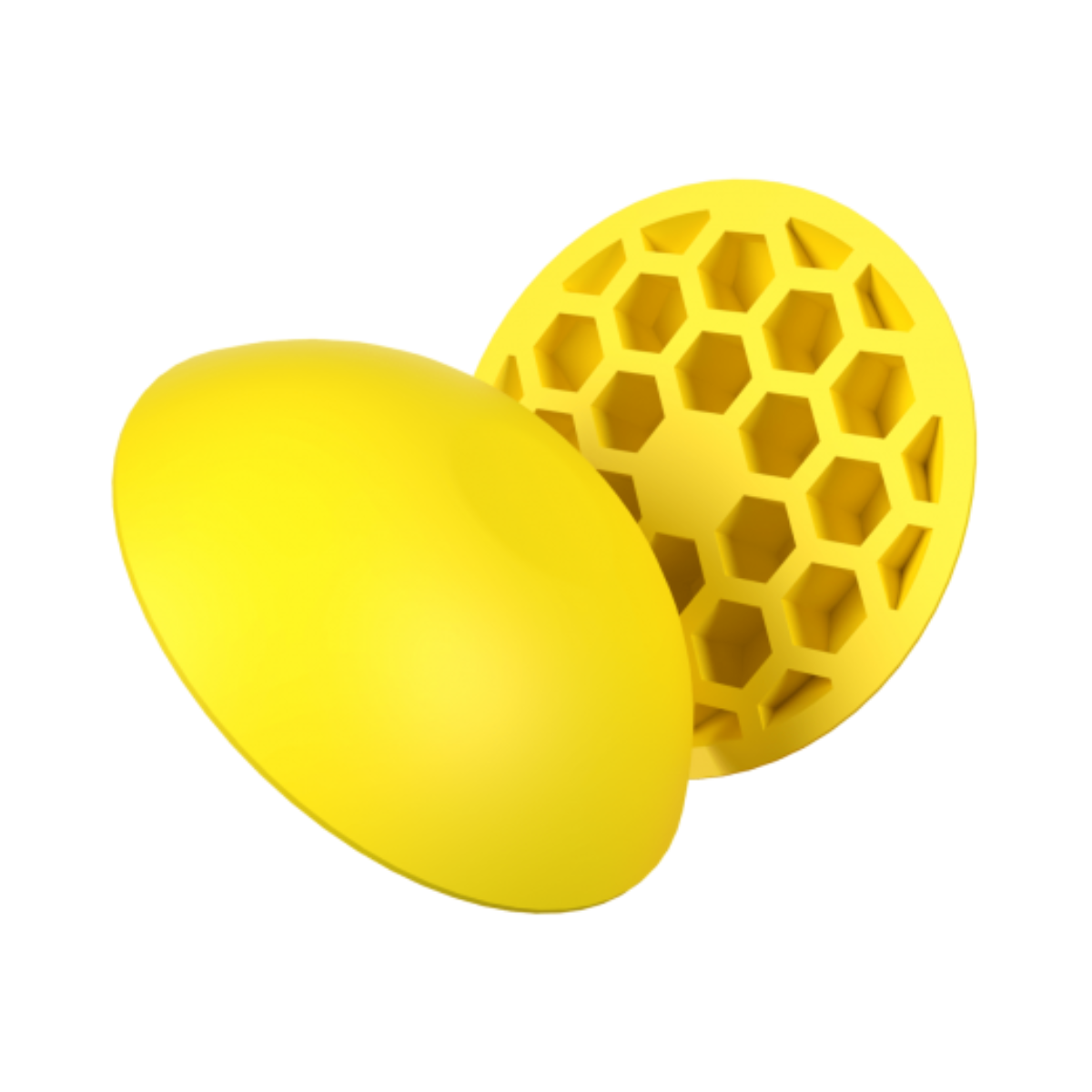 Yellow force pedal showing its front and back side on a white background