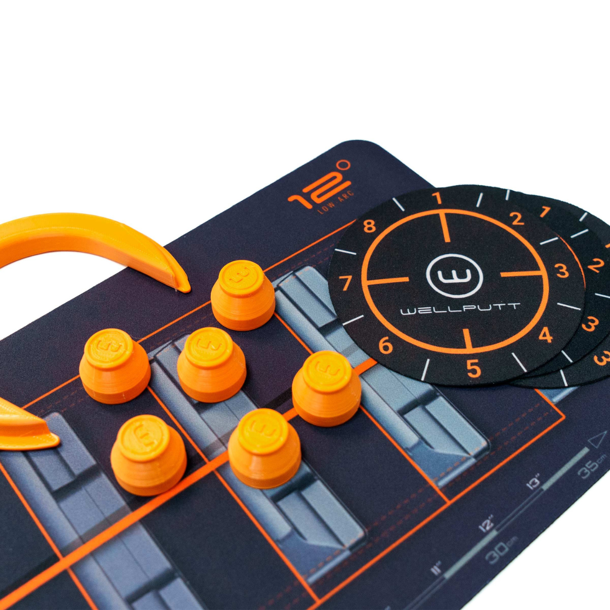 Wellputt Coach Pack contents with orange and black design on a white background