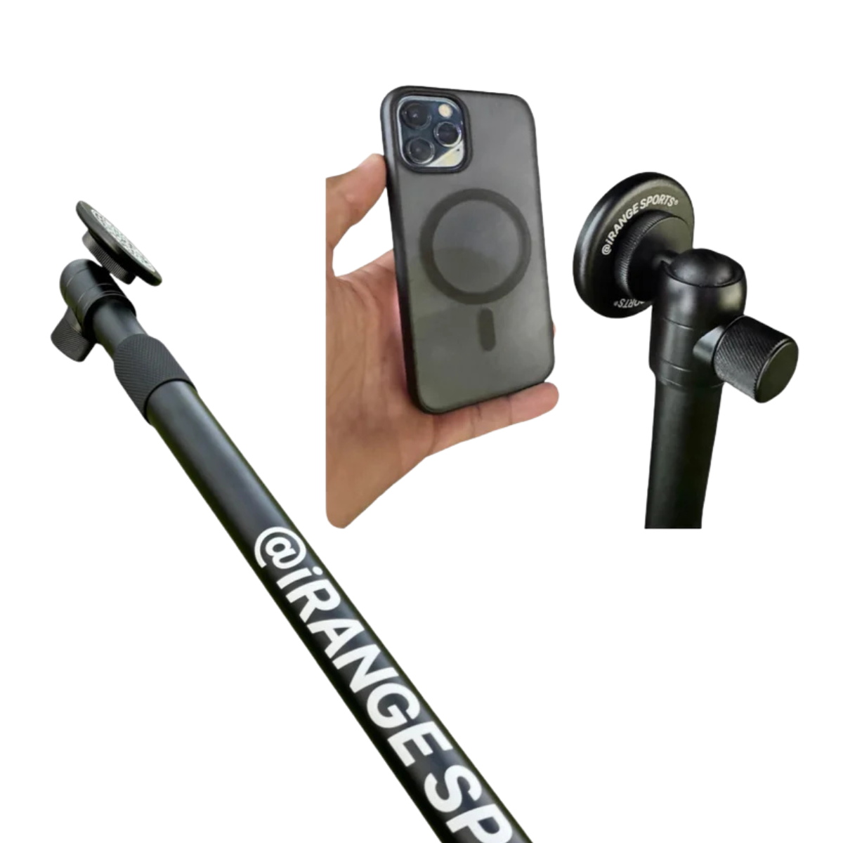 iRange Sports Stick EXT with MagSafe puck for adjustable golf swing video filming