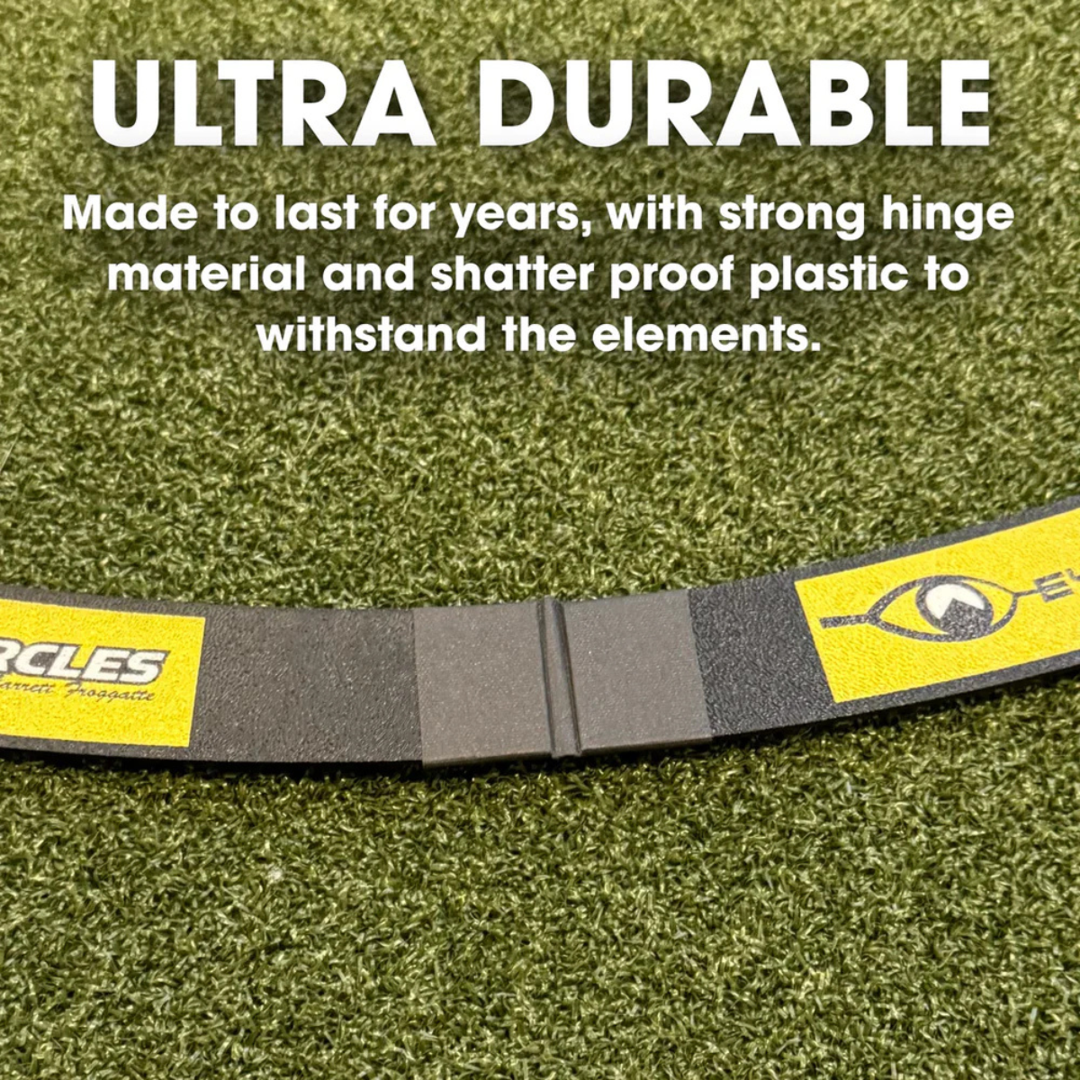Ultra durable Target Circle with strong hinge material and shatter proof plastic on a grass background