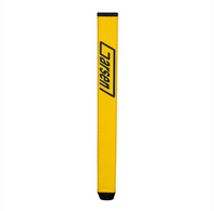 A bright yellow golf grip with black end caps and a black printed 'Garsen' logo, shown vertically on a plain white background.