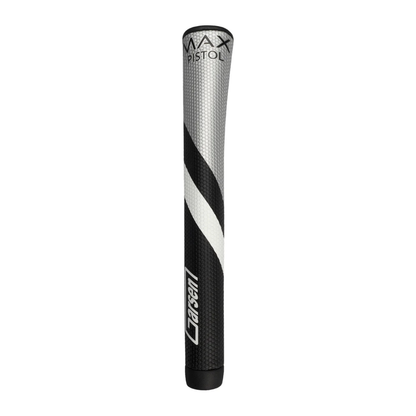 Golf club putter grip with 'Max Pistol' branding on a white background
