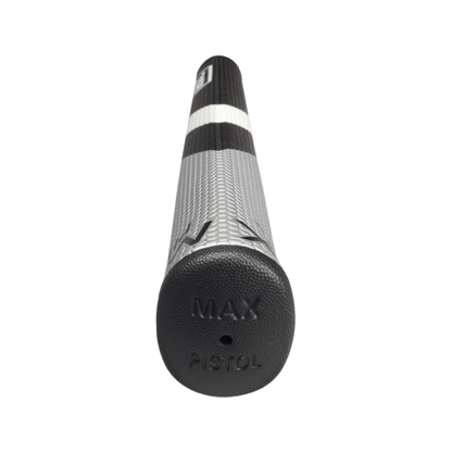 Black and silver putter grip with 'MAX' and 'PISTOL' text on a white background