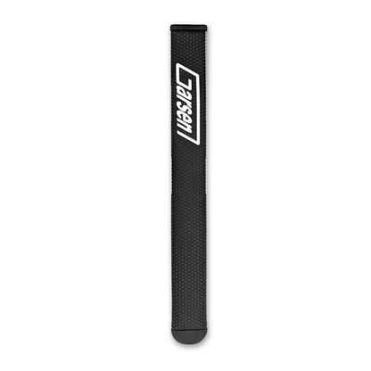 Black golf club putter grip with a brand logo on a white background