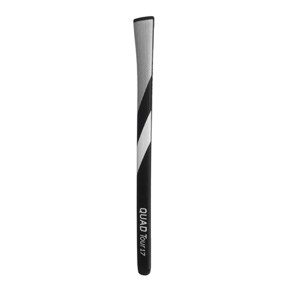 Black and white golf club grip with 'Quad Tour 17' branding on a white background