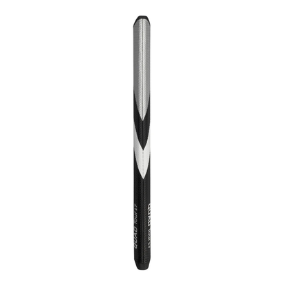 Black and silver putter grip on a white background