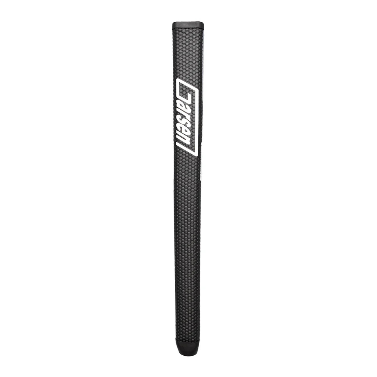Black golf putter grip with a brand logo on a white background
