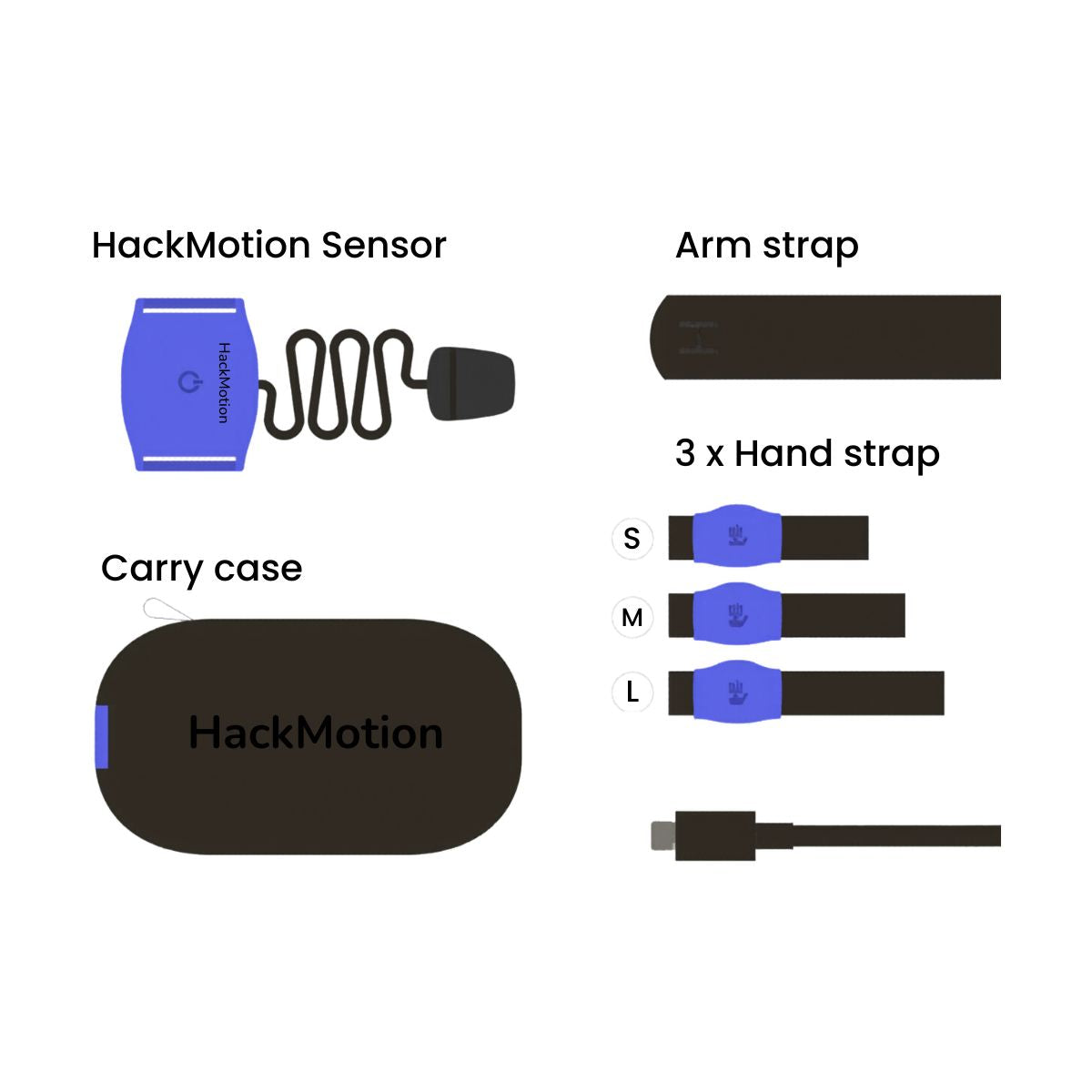 HackMotion sensor 4 inclusions accessories on a white background