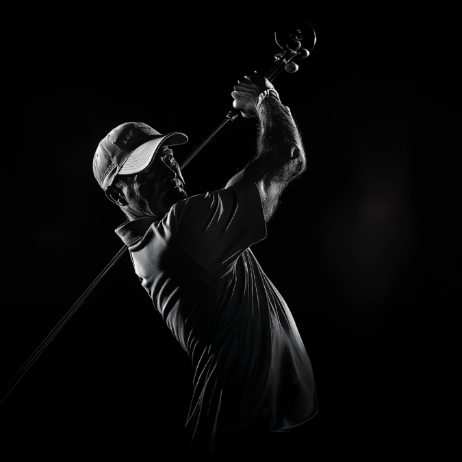 Golf Performance Store | Golf player in action with a black and white filter