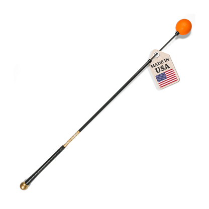 Orange Whip Mid-size with orange ball tip and 'Made in USA' tag on a white background