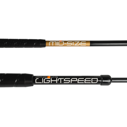 Orange Whip sticks with 'Mid-size' and 'Lightspeed' branding on a white background