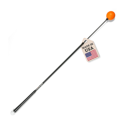 Orange Whip Trainer with orange ball and 'Made in USA' tag on a white background