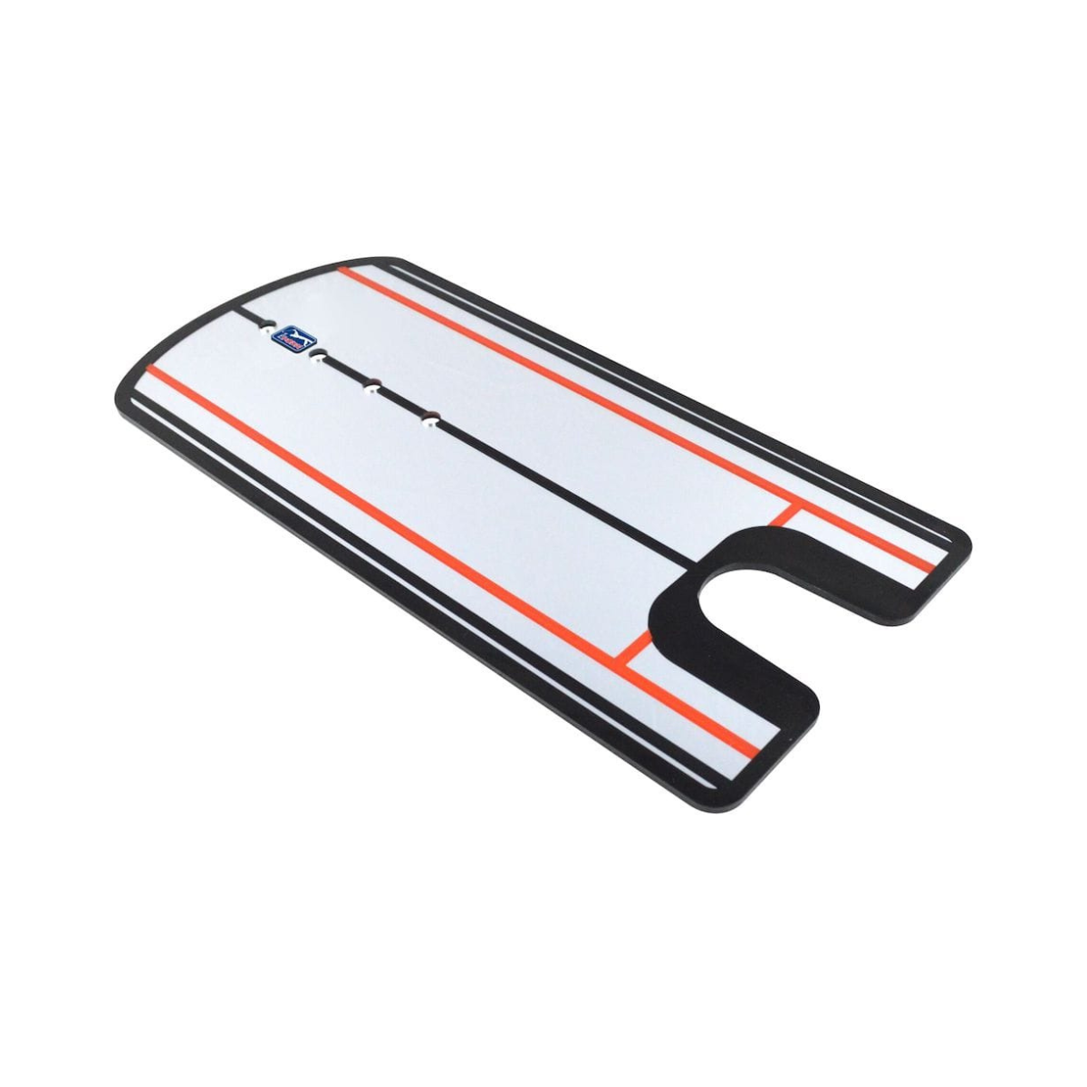 Putting mirror with black border and red lines on a white background