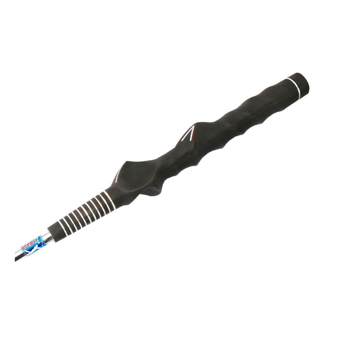 Weighted swing grip handle with white accent lines on a white background