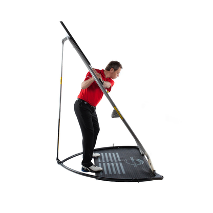 Person using the PlaneSWING trainer on a white background