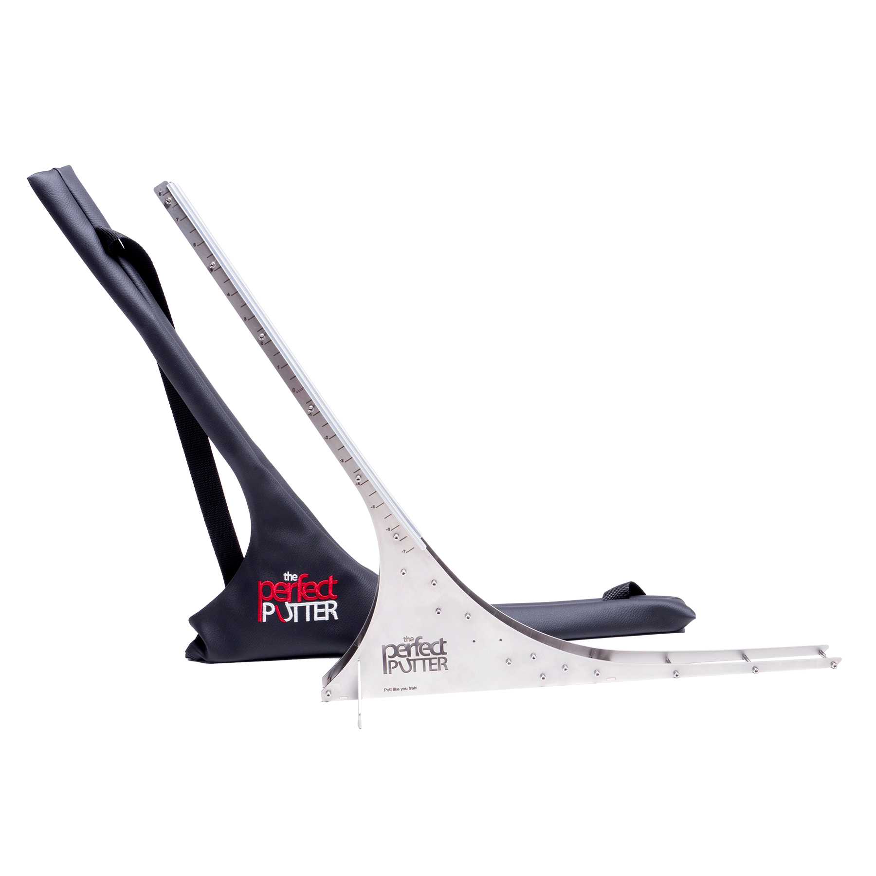 Golf putter trainer with 'The Perfect Putter' branding on a white background