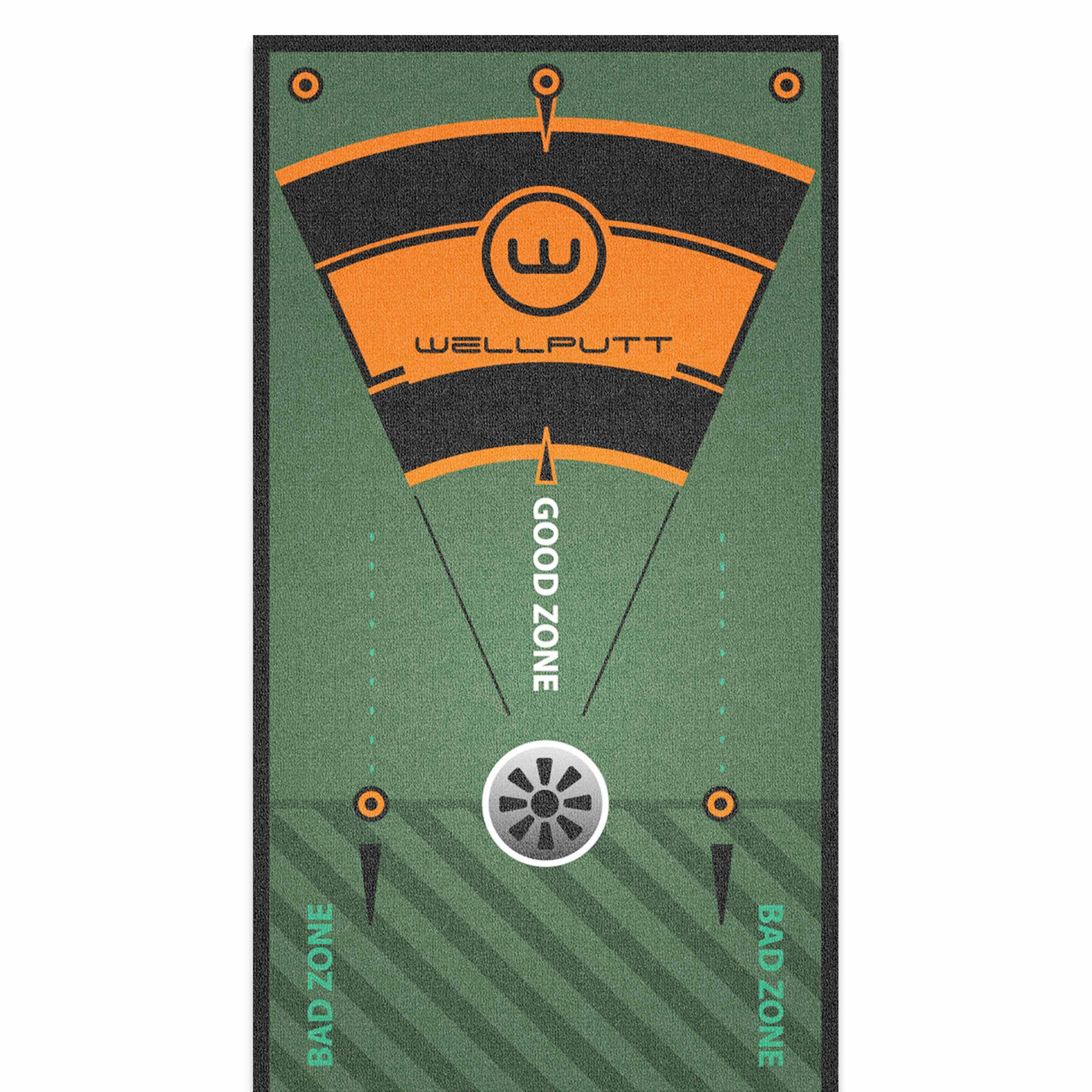 Wellputt 10ft Classic Green putting mat for structured indoor putting practice