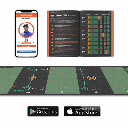 Wellputt 10ft Classic Green putting mat for structured indoor putting practice