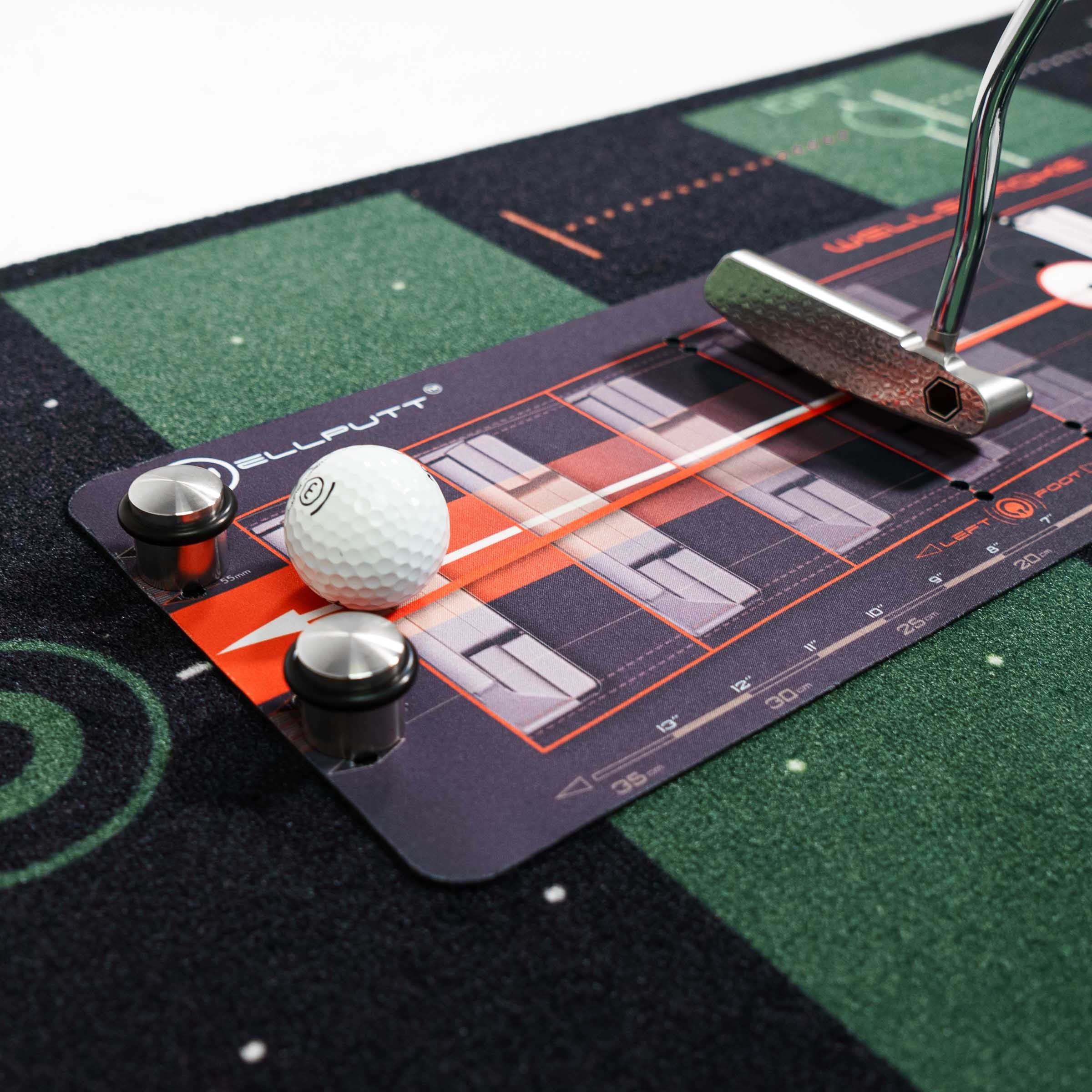 Wellputt indoor golf tees with weighted base for stable practice on putting mats