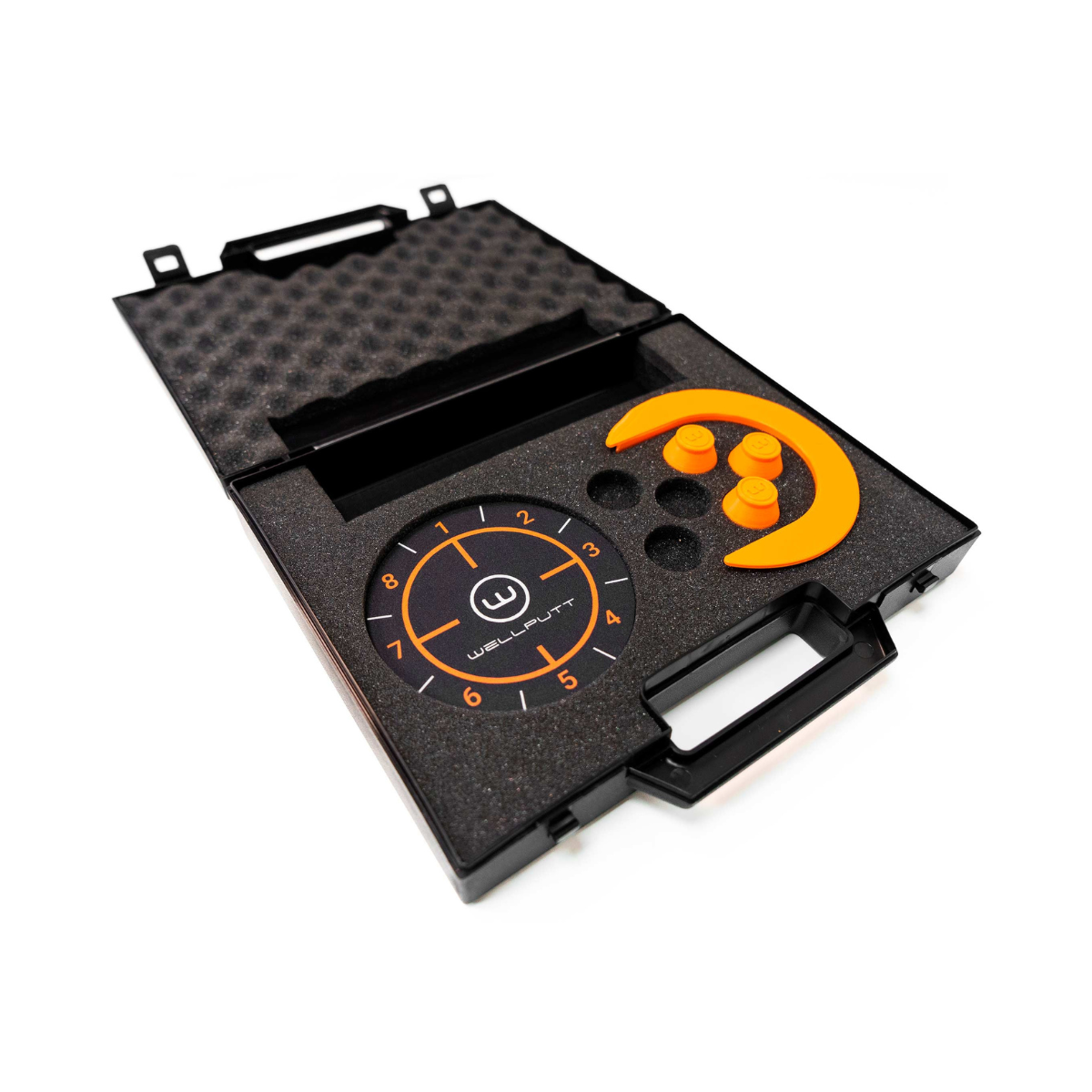 Black and orange tool set in a carrying case on a white background