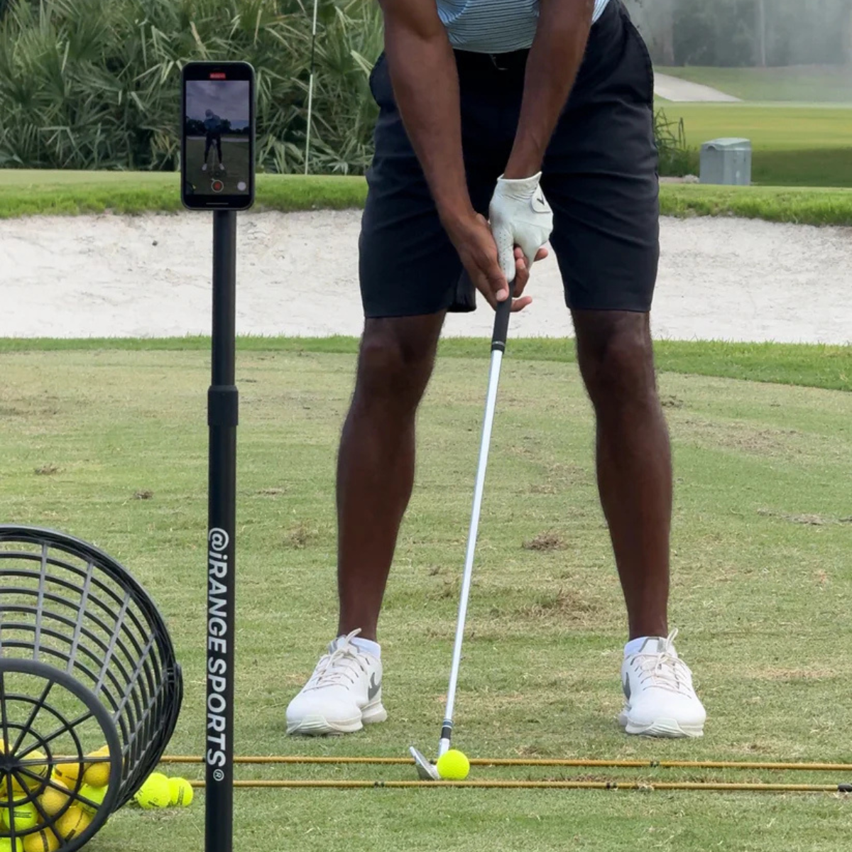 iRange Sports Stick EXT with MagSafe puck for adjustable golf swing video filming